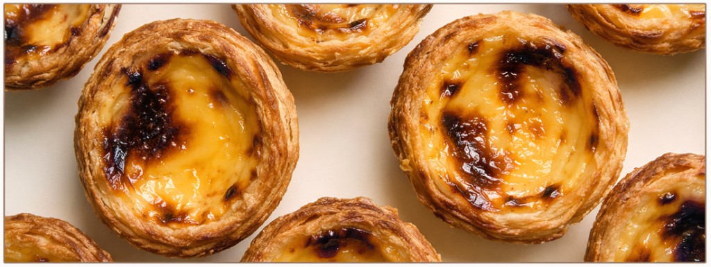 Golden pastel de nata Portuguese custard tarts